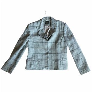Louben Wool Blazer Jacket Plaid sz 10 Gray